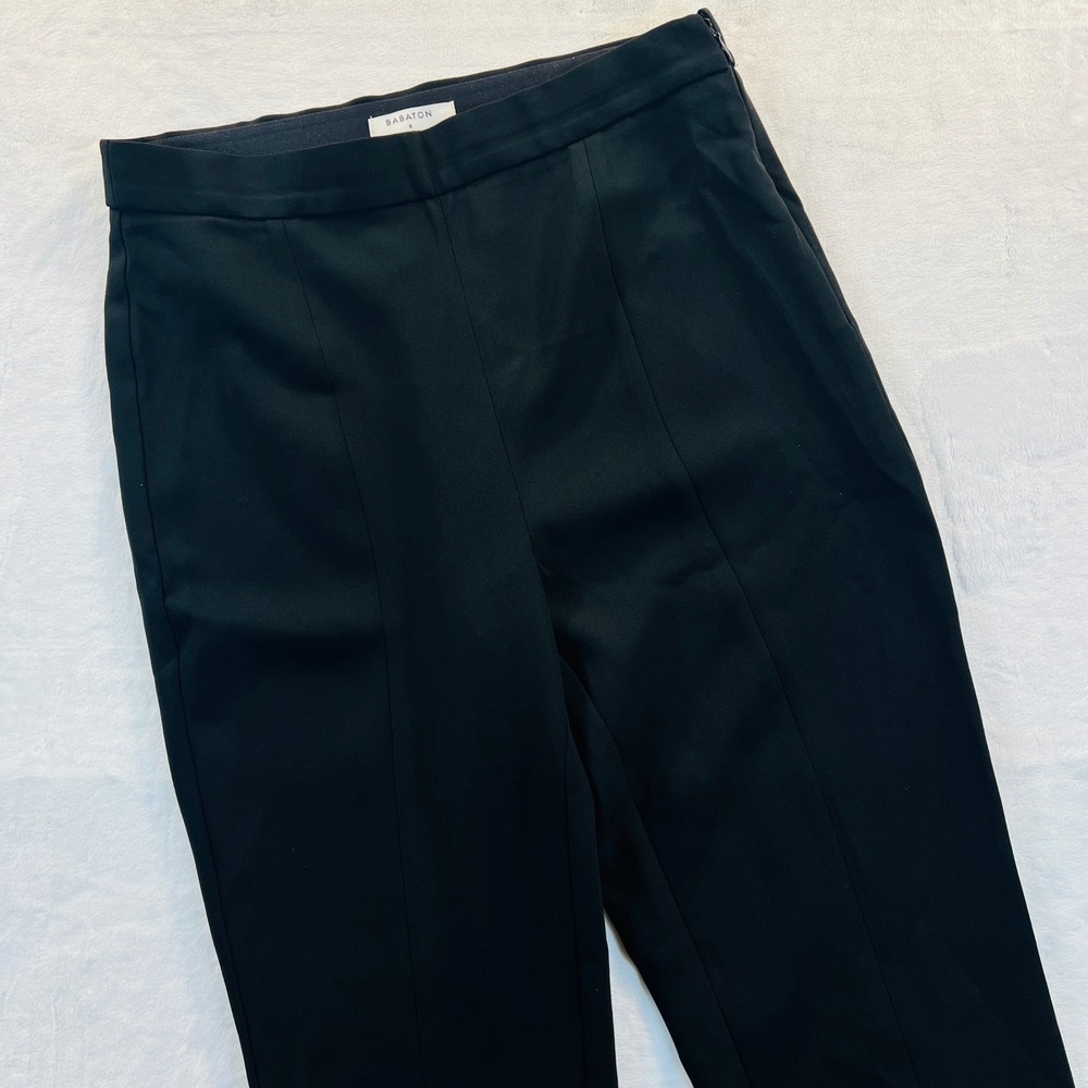 Babaton Black High Waisted Slim Leg Trousers Side Zip Ankle Zip Size 8